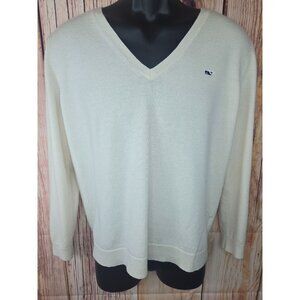 Vineyard Vines Womens Cashmere Wool Blend V-Neck Sweater Large White